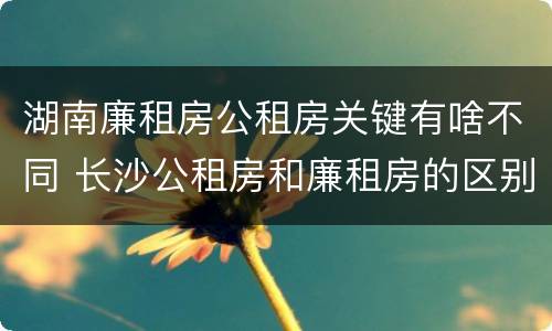 湖南廉租房公租房关键有啥不同 长沙公租房和廉租房的区别