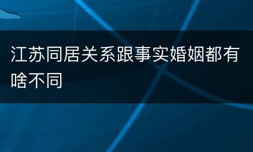 江苏同居关系跟事实婚姻都有啥不同