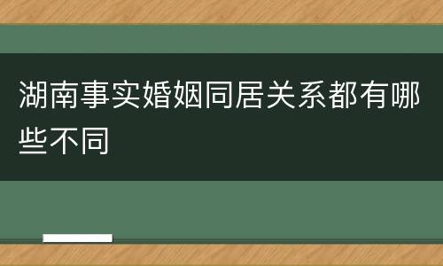 湖南事实婚姻同居关系都有哪些不同