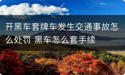 开黑车套牌车发生交通事故怎么处罚 黑车怎么套手续