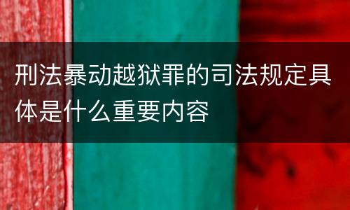 刑法暴动越狱罪的司法规定具体是什么重要内容