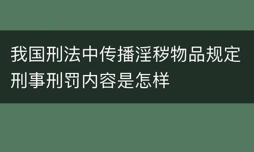 我国刑法中传播淫秽物品规定刑事刑罚内容是怎样