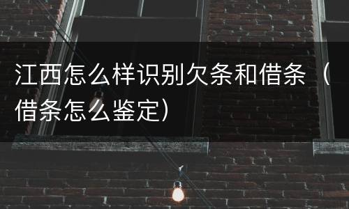 江西怎么样识别欠条和借条（借条怎么鉴定）