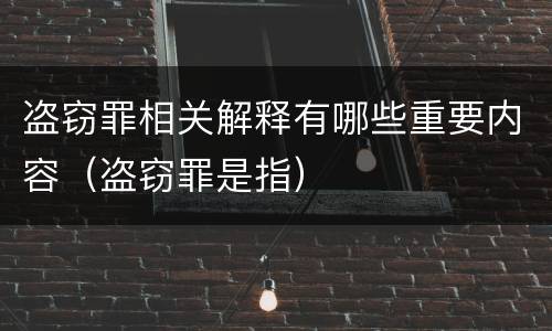 盗窃罪相关解释有哪些重要内容（盗窃罪是指）