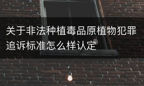 关于非法种植毒品原植物犯罪追诉标准怎么样认定