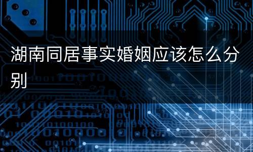 湖南同居事实婚姻应该怎么分别