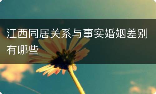 江西同居关系与事实婚姻差别有哪些