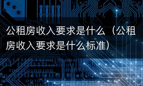 公租房收入要求是什么（公租房收入要求是什么标准）