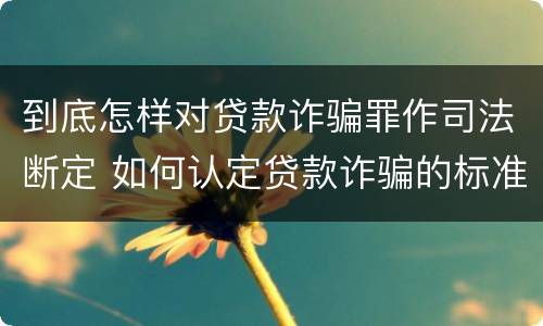 到底怎样对贷款诈骗罪作司法断定 如何认定贷款诈骗的标准