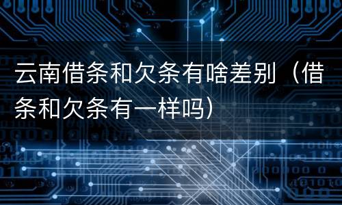 云南借条和欠条有啥差别（借条和欠条有一样吗）