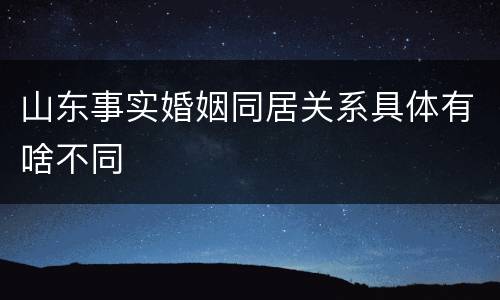 山东事实婚姻同居关系具体有啥不同