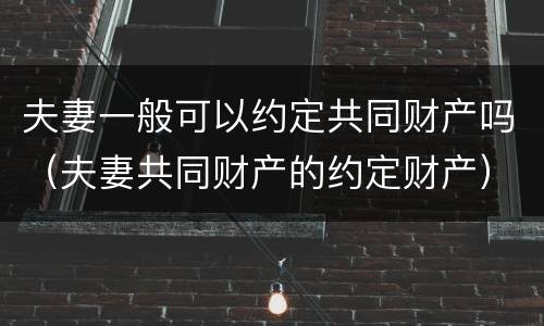 夫妻一般可以约定共同财产吗（夫妻共同财产的约定财产）