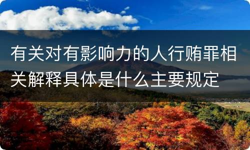 有关对有影响力的人行贿罪相关解释具体是什么主要规定