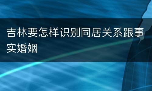 吉林要怎样识别同居关系跟事实婚姻
