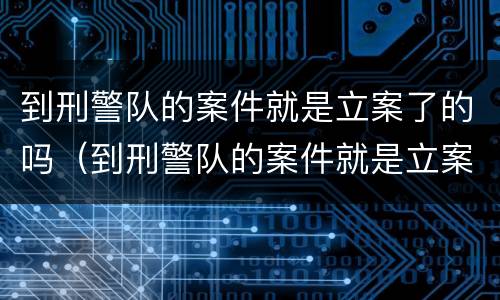 到刑警队的案件就是立案了的吗（到刑警队的案件就是立案了的吗知乎）