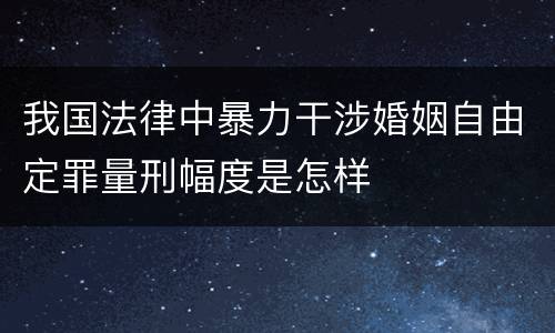 我国法律中暴力干涉婚姻自由定罪量刑幅度是怎样