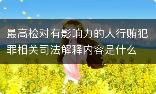 最高检对有影响力的人行贿犯罪相关司法解释内容是什么
