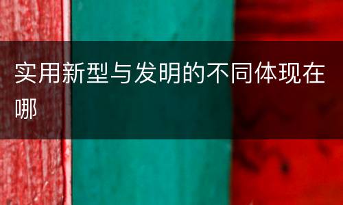 实用新型与发明的不同体现在哪
