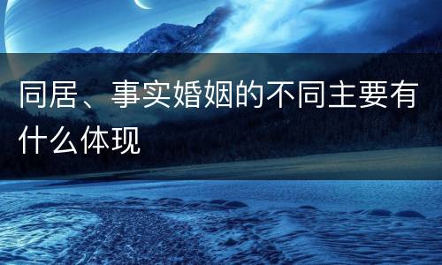 同居、事实婚姻的不同主要有什么体现