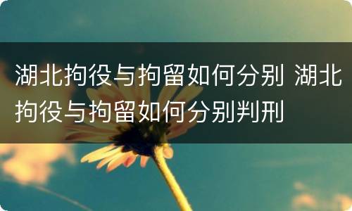 湖北拘役与拘留如何分别 湖北拘役与拘留如何分别判刑