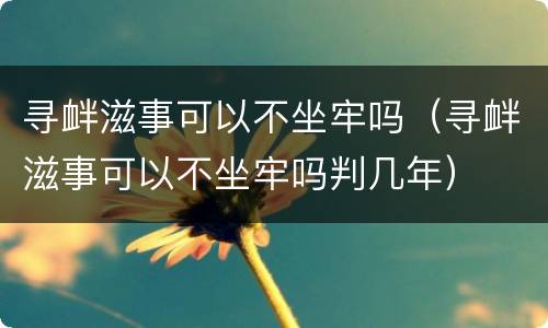寻衅滋事可以不坐牢吗（寻衅滋事可以不坐牢吗判几年）