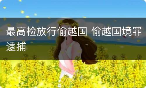 最高检放行偷越国 偷越国境罪逮捕