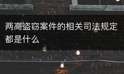 两高盗窃案件的相关司法规定都是什么