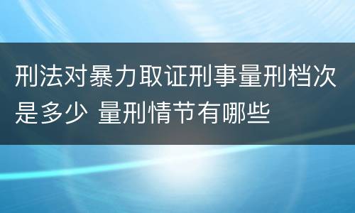 刑法对暴力取证刑事量刑档次是多少 量刑情节有哪些