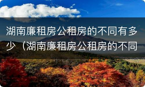 湖南廉租房公租房的不同有多少（湖南廉租房公租房的不同有多少区别）