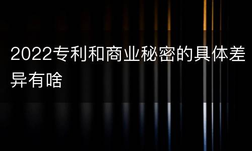 2022专利和商业秘密的具体差异有啥