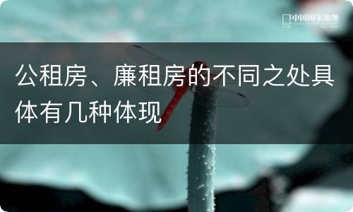 公租房、廉租房的不同之处具体有几种体现