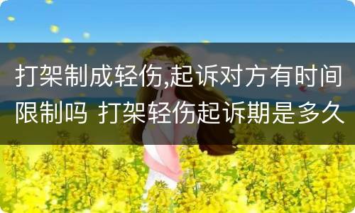 打架制成轻伤,起诉对方有时间限制吗 打架轻伤起诉期是多久