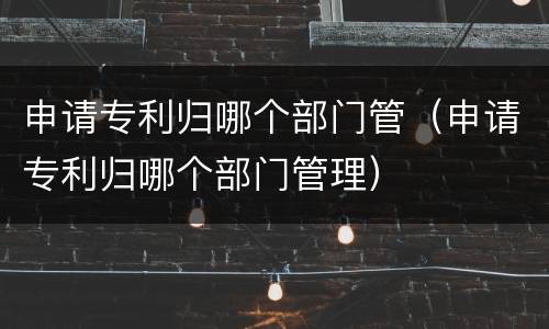 申请专利归哪个部门管（申请专利归哪个部门管理）