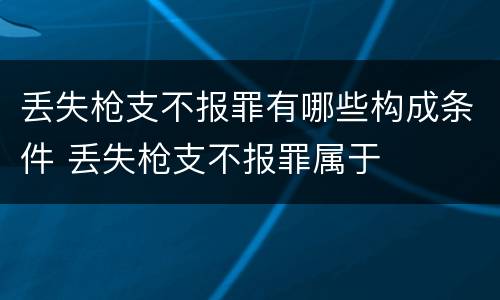 丢失枪支不报罪有哪些构成条件 丢失枪支不报罪属于