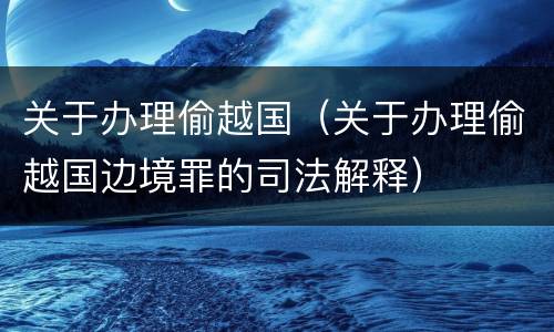 关于办理偷越国（关于办理偷越国边境罪的司法解释）