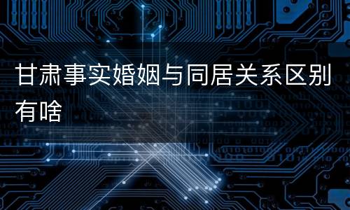甘肃事实婚姻与同居关系区别有啥