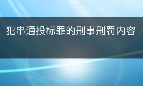 犯串通投标罪的刑事刑罚内容