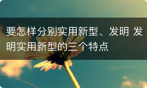 要怎样分别实用新型、发明 发明实用新型的三个特点