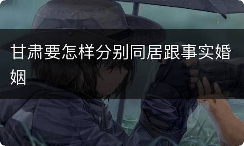 甘肃要怎样分别同居跟事实婚姻