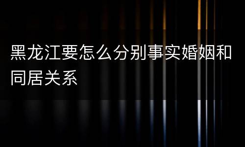 黑龙江要怎么分别事实婚姻和同居关系