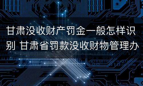 甘肃没收财产罚金一般怎样识别 甘肃省罚款没收财物管理办法