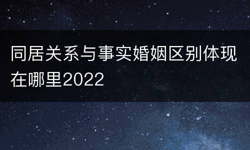 同居关系与事实婚姻区别体现在哪里2022