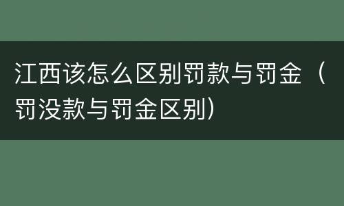 江西该怎么区别罚款与罚金（罚没款与罚金区别）