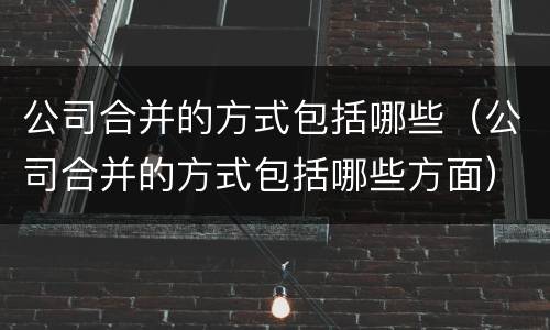 公司合并的方式包括哪些（公司合并的方式包括哪些方面）