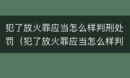 犯了放火罪应当怎么样判刑处罚（犯了放火罪应当怎么样判刑处罚）