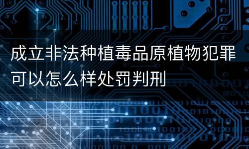 成立非法种植毒品原植物犯罪可以怎么样处罚判刑