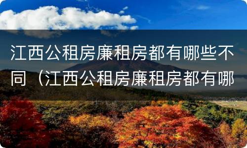江西公租房廉租房都有哪些不同（江西公租房廉租房都有哪些不同的地方）