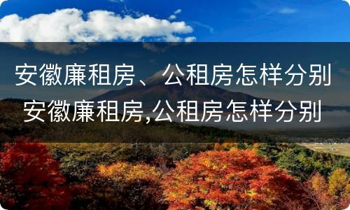 安徽廉租房、公租房怎样分别 安徽廉租房,公租房怎样分别出租