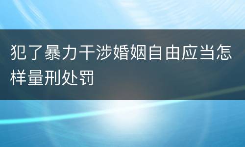犯了暴力干涉婚姻自由应当怎样量刑处罚
