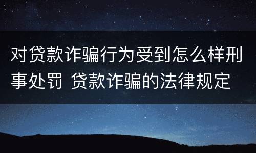 对贷款诈骗行为受到怎么样刑事处罚 贷款诈骗的法律规定
